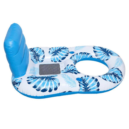 Opblaasbaar Luchtbed met Zonnescherm – Waterstoel 2-in-1 – Opblaasbare Zwemstoel met Rugleuning – Bekerhouder – Blauw – Tot 100 kg