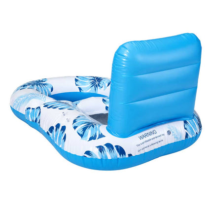 Opblaasbaar Luchtbed met Zonnescherm – Waterstoel 2-in-1 – Opblaasbare Zwemstoel met Rugleuning – Bekerhouder – Blauw – Tot 100 kg