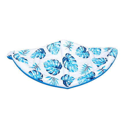Opblaasbaar Luchtbed met Zonnescherm – Waterstoel 2-in-1 – Opblaasbare Zwemstoel met Rugleuning – Bekerhouder – Blauw – Tot 100 kg