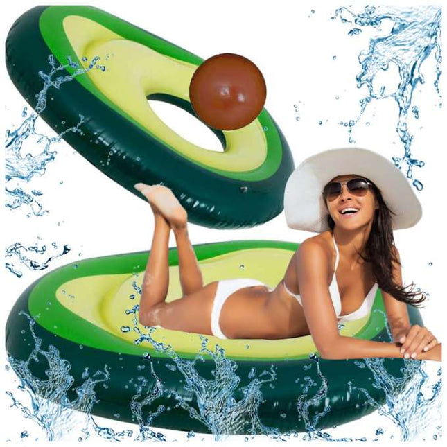 Opblaasbaar Avocado Luchtbed XL met Bal – 150x115 cm – Zwembad Luchtbed voor Volwassenen & Kinderen