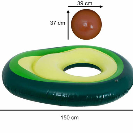 Opblaasbaar Avocado Luchtbed XL met Bal – 150x115 cm – Zwembad Luchtbed voor Volwassenen & Kinderen