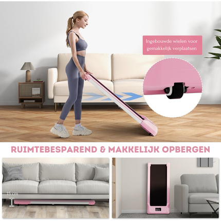 Costway Walking Pad Loopband Roze 1-6 km/u 120 kg Capaciteit - Afstandsbediening en LED Display - Walking pad voor thuis of op kantoor
