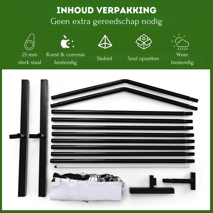 Trendmix Draagbaar Pickleball Net met Metalen Frame 670 cm - Sterk Polyesternet Inclusief Draagtas - Weerbestendig Sportnet voor Binnen en Buiten - Zwart