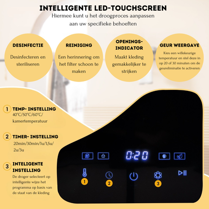 Trendmix Compacte Elektrische Wasdroger 2,5 kg - Draagbare Wasdroger 800 W met Roestvrijstalen Trommel - LED-Touchscreen Slim Drogen - Compacte Wasdroger - Wit