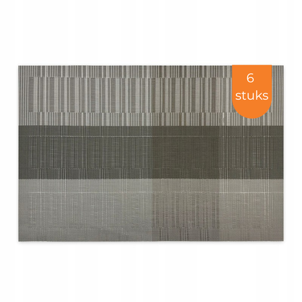Placemats Set 6 Stuks 30x45 cm – Afwasbare Kunststof Placemats – Hittebestendig – Taupe Grijs