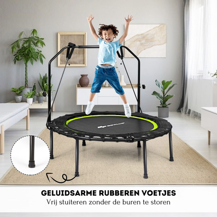 Trendmix Opvouwbare Fitness Trampoline Met Weerstandsbanden - Mini Trampoline - Verstelbaar Zwart/Groen Ø102 cm