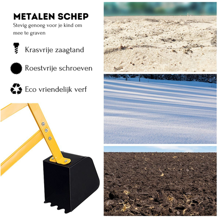 Trendmix Graafmachine Zandbak voor Kinderen Geel - Buitenspeelgoed - 360 Graden Draaibare Stoel - Handmatige Graafmachine Met Wielen - Zandbak Kraan