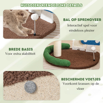 Trendmix Krabpaal Kat – Paddenstoellook – 60 x 49 x 59 cm – Kattenmand, Sisal Krabplank & Speelbal
