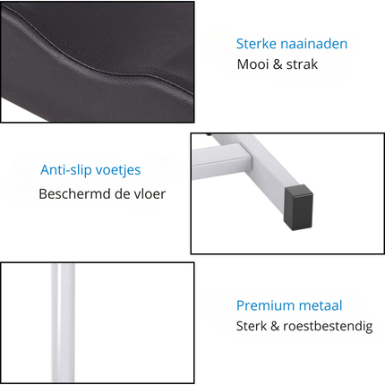 Trendmix Pedicure & Manicure Voetensteun – Verstelbare Hoogte 45-65 cm – Ergonomisch – Staal & Zwart Leer