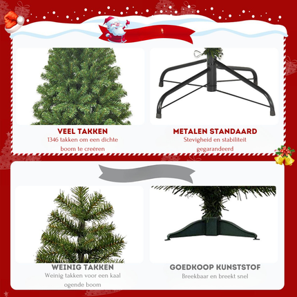 Trendmix Kunstkerstboom 230 cm – Groen – 1346 Takken – Scharnierend – PVC – Met Metalen Standaard