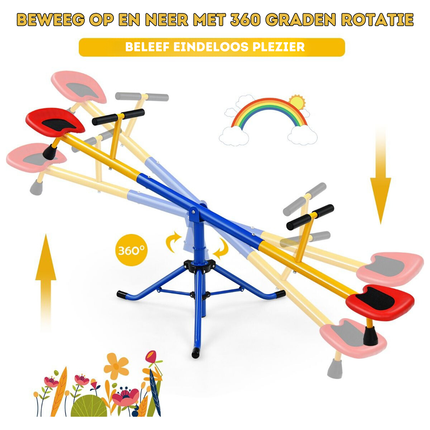Trendmix 2-Persoons Wip 360° Draaibare Wipwap - Belastbaar tot 60kg Metalen Carrouselwip - Kinderwip voor Kinderen van 3-8 Jaar