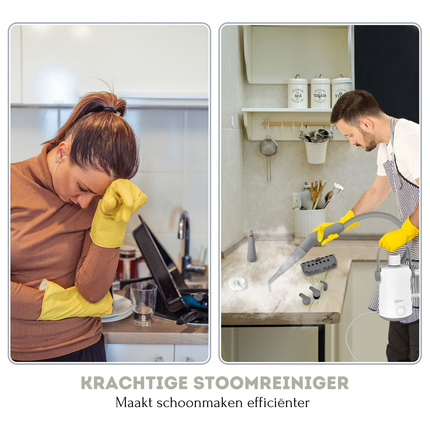 Costway Handstoomreiniger 1000 W – 300 ml Waterreservoir – 10-Delige Accessoireset – Voor Tapijt, Ramen, Bekleding – Grijs/Wit