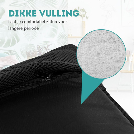 Trendmix Vloerstoel met 6-Traps Verstelbare Rugleuning – Meditatiestoel met Dikke Vulling – Zwart – Inklapbaar en Lichtgewicht