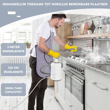 Costway Handstoomreiniger 1000 W – 300 ml Waterreservoir – 10-Delige Accessoireset – Voor Tapijt, Ramen, Bekleding – Grijs/Wit