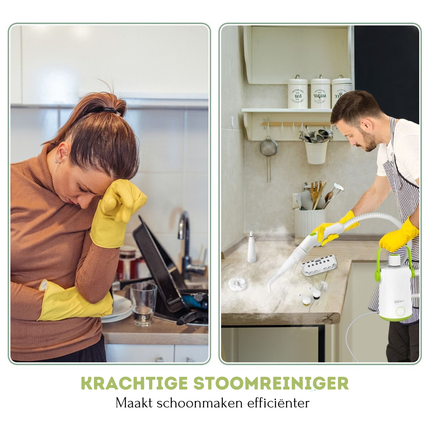 Costway Handstoomreiniger 1000W – Groen/Wit – 300 ml – 12 min Stoom – 10-delige Accessoireset – Voor Tapijt, Ramen & Bekleding