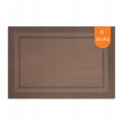 Placemats Set 6 Stuks 30x45 cm – Bruin – Afwasbare Kunststof Placemats – Hittebestendig