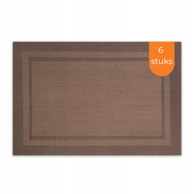 Placemats Set 6 Stuks 30x45 cm – Bruin – Afwasbare Kunststof Placemats – Hittebestendig