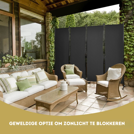 Trendmix Kamerscherm Zwart – Metalen Room Divider – Opvouwbare Binnenwand – 220 × 173 cm – Privacy Scherm voor Thuis en Kantoor