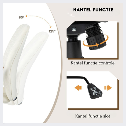 Trendmix Fluwelen Bureaustoel Beige – Ergonomisch Verstelbaar – Kantelbare Rugleuning – 150 kg Draagvermogen – Draaistoel voor Thuiswerk & Kantoor