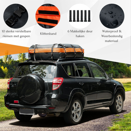 2de kansje Trendmix Waterdichte Opvouwbare Autodaktas 560 L Zwart - Dakkoffer - Dakbagagetas - Autodaktas Bagagedrager