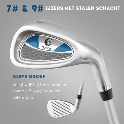 Trendmix Junior 5-Delige Golfclub Set Inclusief tas en Golfclubs – Junior Golfclubs - Golf Set Voor Kinderen In De Leeftijd Van 8-10 Blauw