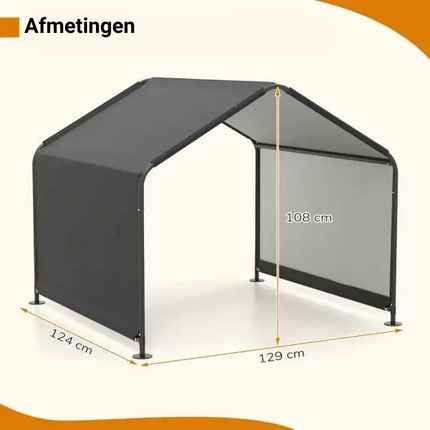 Trendmix Hondentent Waterdicht Zwart – Grote Hondenschuilplaats voor Buiten – 129x124x108 cm – Voor Kleine, Middelgrote & Grote Rassen