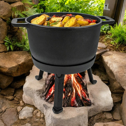 Meyerhoff 2-in-1 Outdoor Dutch Oven 8L – Gietijzeren Ketel met Grilldeksel – Kampvuurpan Met Afneembare Poten – Voor Buiten Koken, BBQ & Jacht