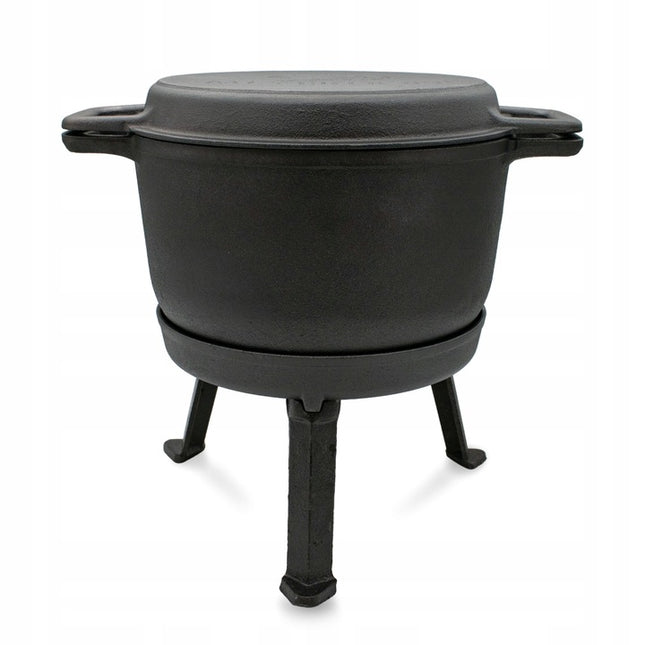 Meyerhoff 2-in-1 Outdoor Dutch Oven 8L – Gietijzeren Ketel met Grilldeksel – Kampvuurpan Met Afneembare Poten – Voor Buiten Koken, BBQ & Jacht