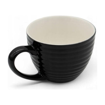 Bella Fiore Porseleinen Koffiekopjes Set – 6 Luxe Zwarte Kopjes met Schoteltjes – 220 ml – Geschenkdoos voor Koffieliefhebbers