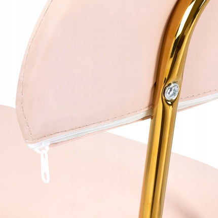 Ergonomische Cosmetische Zadelkruk Met Rugleuning - Kapperskruk in Hoogte Verstelbaar - Werkplaatsstoel Roze/Goud