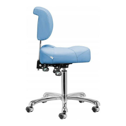 Giovanni Ergonomische Podologie Cosmetische Zadelkruk Met Rugleuning - Kapperskruk Pedicure Schoonheidsspecialist Blauw