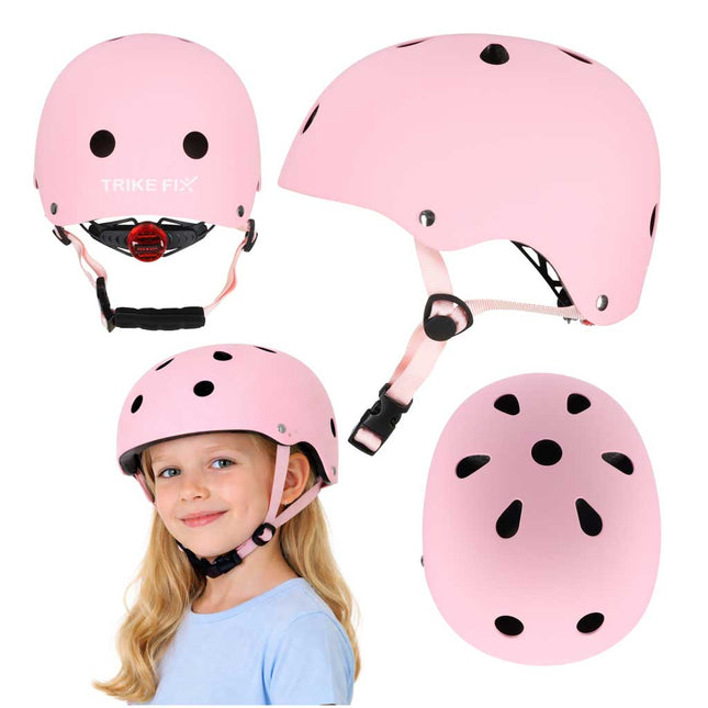Kinderhelm maat S 48-54 cm – Fietshelm, Step Helm & Skatehelm voor Kinderen – LED Achterlicht – Roze