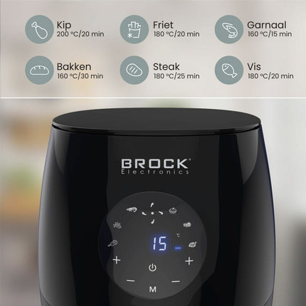 BROCK Digitale Airfryer 3.5L – 1200W Heteluchtfriteuse Zonder Olie – PFAS-vrij, Antiaanbaklaag & Touchscreen – Zwart