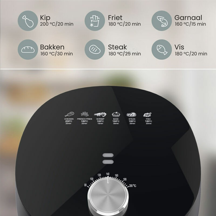 Brock Electronics Airfryer 3,5L – Heteluchtfriteuse zonder Olie – PFAS-vrij – 1300-1500W – Zwart – 6 Automatische Programma’s – Gezond Frituren – Compacte Airfryer voor Gezin of Single’s – Zwart
