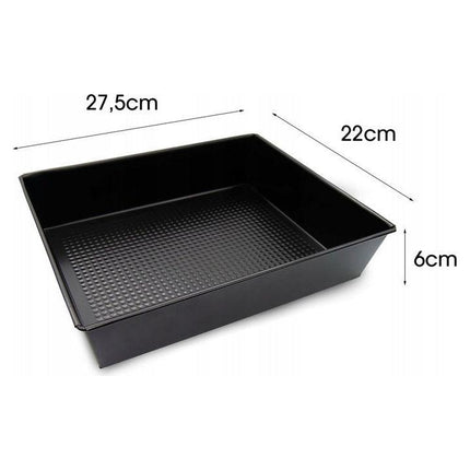 Meyerhoff Bakery Rechthoekige Cakevorm – 27,5 x 22 x 6 cm – Non-Stick Bakvorm voor Cake, Brood & Gebak – Duurzame Stalen Broodbakvorm – Zwart Ovenaccessoire