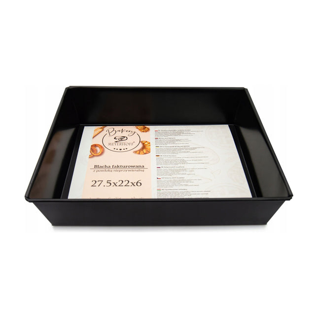 Meyerhoff Bakery Rechthoekige Cakevorm – 27,5 x 22 x 6 cm – Non-Stick Bakvorm voor Cake, Brood & Gebak – Duurzame Stalen Broodbakvorm – Zwart Ovenaccessoire