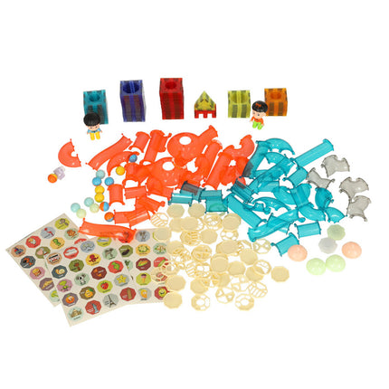Magnetische Knikkerbaan XXL – 202 Stuks Knikkerbaan Met Lichteffecten - Magnetisch Speelgoed - Magnetic Tiles - Constructiespeelgoed Voor Leeftijd 3 t/m 12 Jaar - Cadeau Kind