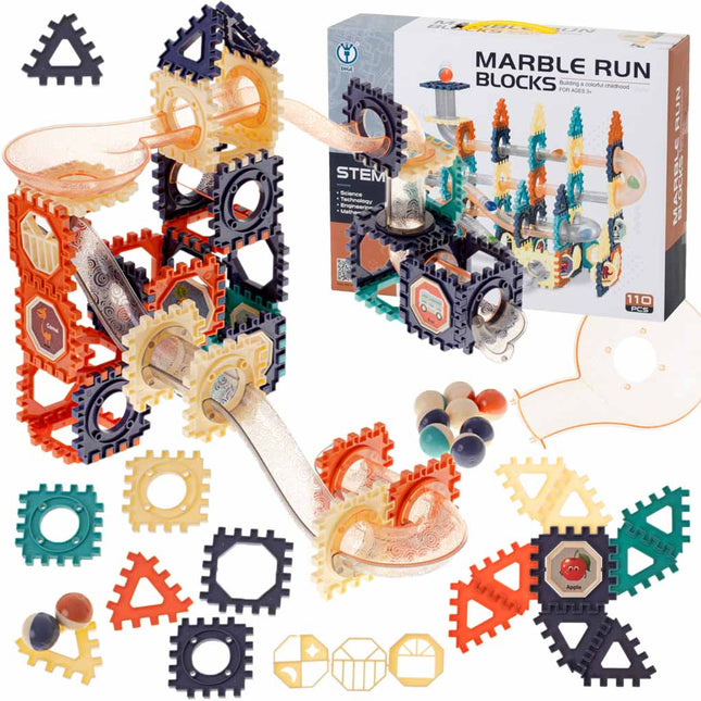 110-delige Knikkerbaan Marble Run Bouwset – 3D Bouwen – Educatief Speelgoed – Vanaf 3 Jaar – Kleurrijk Kunststof