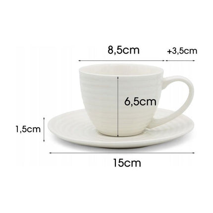 Bella Fiore Porseleinen Koffiekopjes Set – 6 Luxe Kopjes met Schoteltjes – 220 ml – Witte Cadeauset voor Koffieliefhebbers