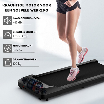 Costway Walking Pad Loopband zwart 1-6 km/u 120 kg Capaciteit - Afstandsbediening en LED Display - Walking pad voor thuis of op kantoor