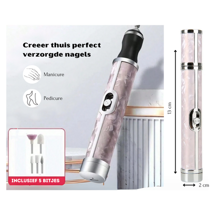 Trendmix Draadloze Elektrische Nagelvijl Nagelfrees Met 5 Bitjes Roze - 4 Bedieningsmodi - Manicure Pedicure Set Elektrisch - Oplaadbaar - USB C Kabel