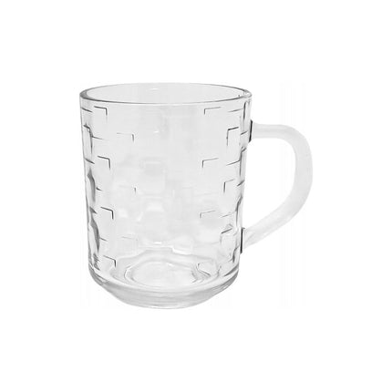 Tragar Theeglazen Set van 6 – Kubus Motief – 250 ml – Met Handvat – Glas – Vaatwasserbestendig – Transparant