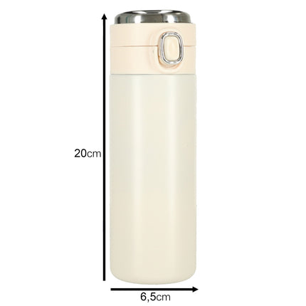 Thermosflesbeker LED Thermoskan - Mondstuk Met Tuit - 420ml - Beige
