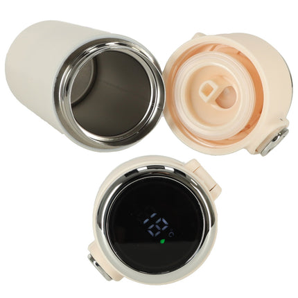 Thermosflesbeker LED Thermoskan - Mondstuk Met Tuit - 420ml - Beige