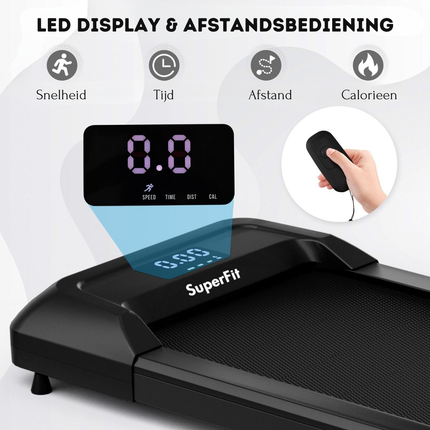 Costway Walking Pad Loopband zwart 1-6 km/u 120 kg Capaciteit - Afstandsbediening en LED Display - Walking pad voor thuis of op kantoor