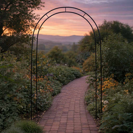 Rozenboog Metaal 240 x 140 cm – Tuinboog voor Klimrozen, Klimplanten en Clematis – Pergola – Zwart