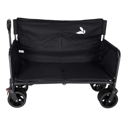 Opvouwbare Bolderkar met Zitje en Rugleuning – Transportwagen – Bolderwagen voor Strand, Camping, Festival, Pretpark en Boodschappen – 150 kg – Zwart