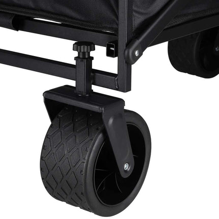 Opvouwbare Bolderkar met Zitje en Rugleuning – Transportwagen – Bolderwagen voor Strand, Camping, Festival, Pretpark en Boodschappen – 150 kg – Zwart
