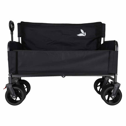 Opvouwbare Bolderkar met Zitje en Rugleuning – Transportwagen – Bolderwagen voor Strand, Camping, Festival, Pretpark en Boodschappen – 150 kg – Zwart