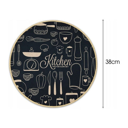 Tragar Set Van 6 Premium Placemats - Ronde Placemats - Antislip Placemat - Onderlegger - Onderzetter - 6 Stuks - Diameter 38 cm - Zwart